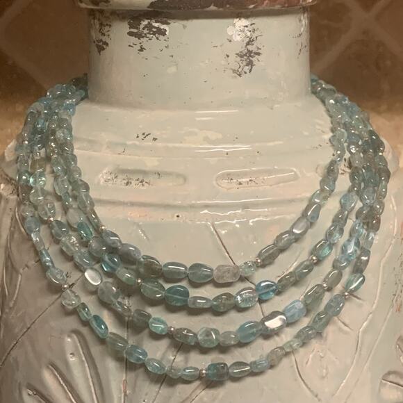 Jay King Necklace Multi Strand Sterling Silver and Blue Apatite DTR - Picture 4 of 9